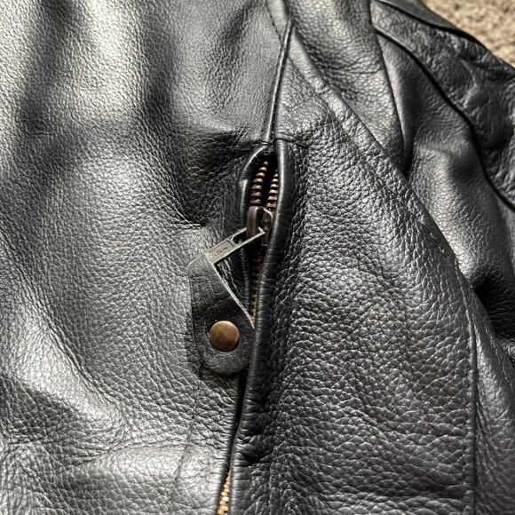 First Jafrum Leather Motorcycle Jacket Mens M Black Heavyweight Lined Vented - Picture 5 of 12